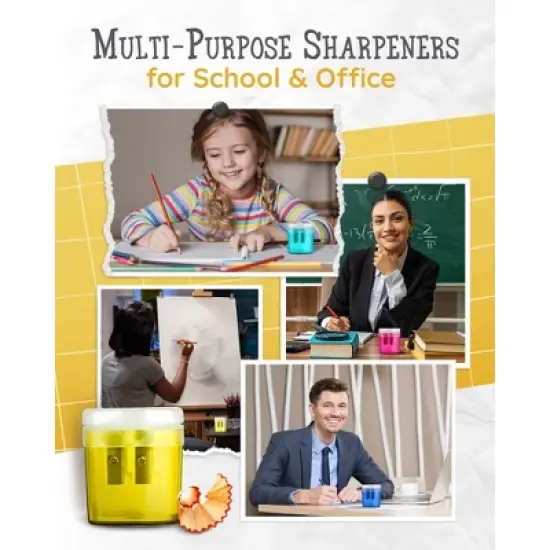 Paper Junkie 100 Pack Pencil Sharpeners - Double Hole Sharpener for Classroom Supplies, Pencil Sharpener for Kids image {3}