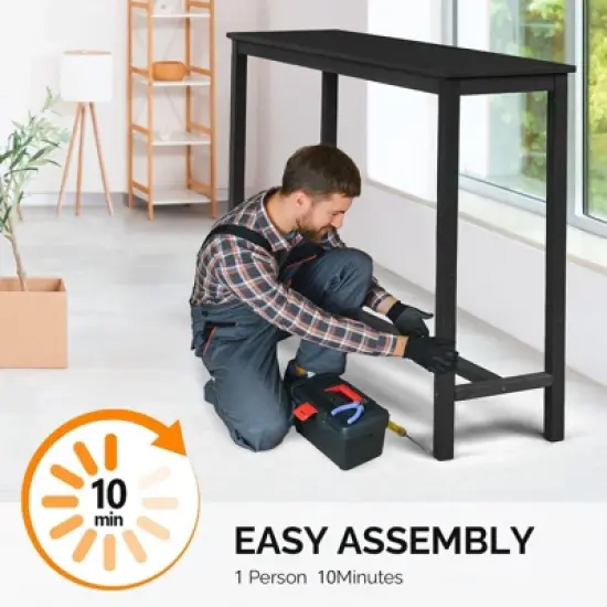 Karl Home Patio Fir Wood Black Bar Table image {6}