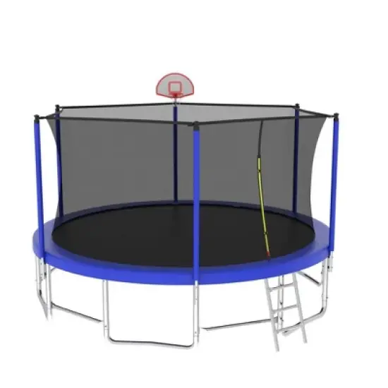 QingMoon 16FT Trampoline Outdoor With Basketball Hoop,UV-resistant Safety Trampoline Fence,6 High Safety Fence Poles For Kids And Adults image {3}