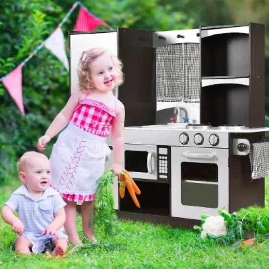 Costway Kids Cooking Pretend Play Toy Children Playset Wooden Kitchen Set Gift image {1}