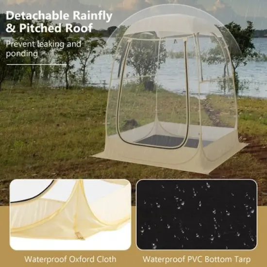 Tangkula 4.2 x 4.2 FT Instant Pop up Tent Weatherproof Shelter Sports Tent for 1-2 People image {5}