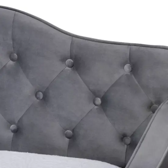 Freda Velvet Fabric Upholstered Button Tufted Daybed with Trundle - Baxton Studio image {5}
