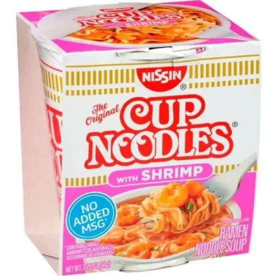 24 Pack Nissin Cup Noodles Ramen Noodle Soup, Shrimp Flavor 2.25 Ounce image {2}