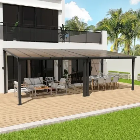 Pamapic Hardtop Outdoor Gazebo Pergola Aluminum Framed with Sloping Pitched Roof for Garden, Patio image {11}