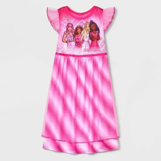 Toddler Girls' Barbie Printed NightGown - Pink image {3}