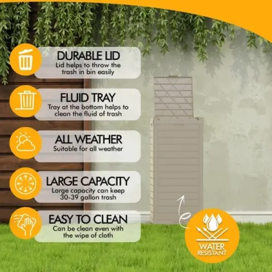 Chic Crate-Resin Manual Lift Outdoor Trash/Recycling Bins - 31 Gallons image {10}