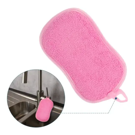 Unique Bargains Multipurpose Microfiber Kitchen Dish Sponge Pads 5 Pcs image {5}