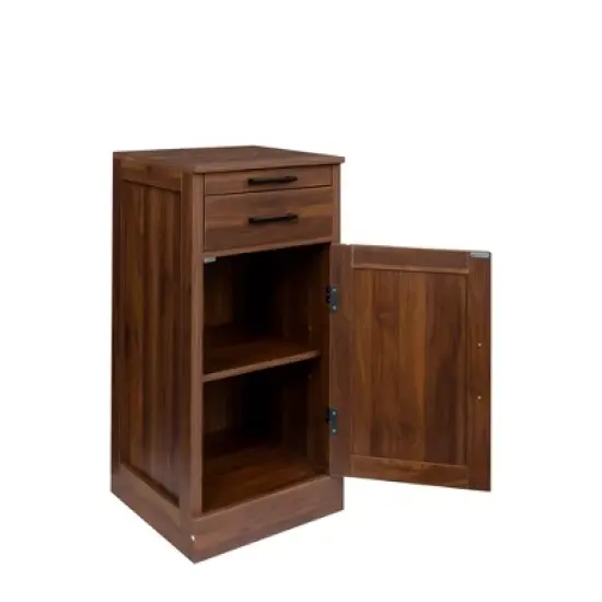 Gulches Brown Walnut Modular Wine Bar Cabinet with Hutch Buffet Cabinet for Dining Room, Single Drawer and Versatile Storage image {5}