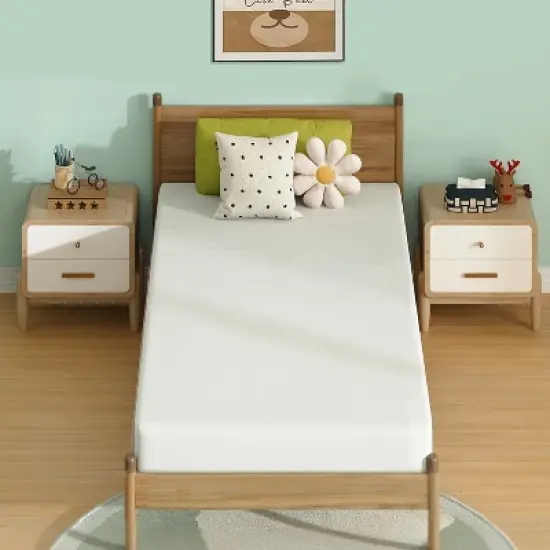 FDW 6 inch Bamboo Charcoal Memory Foam Mattress Cooling Gel Infused CertiPUR-US Certified Breathable Bed Mattress for Cooler Sleep,White image {1}