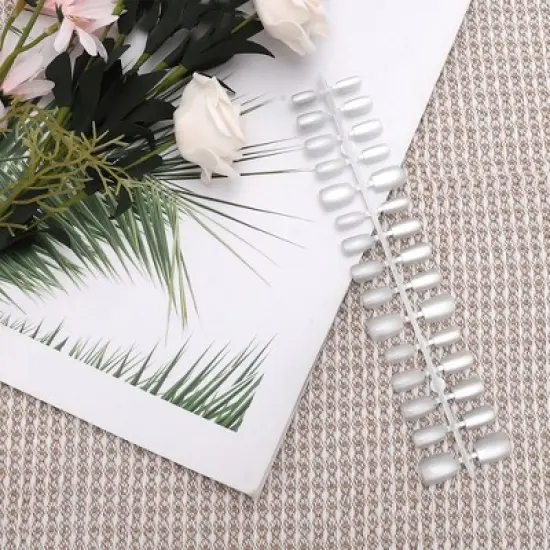 Unique Bargains Women's Full Coverage Fake Nails XS Gray White 1 Pc image {4}