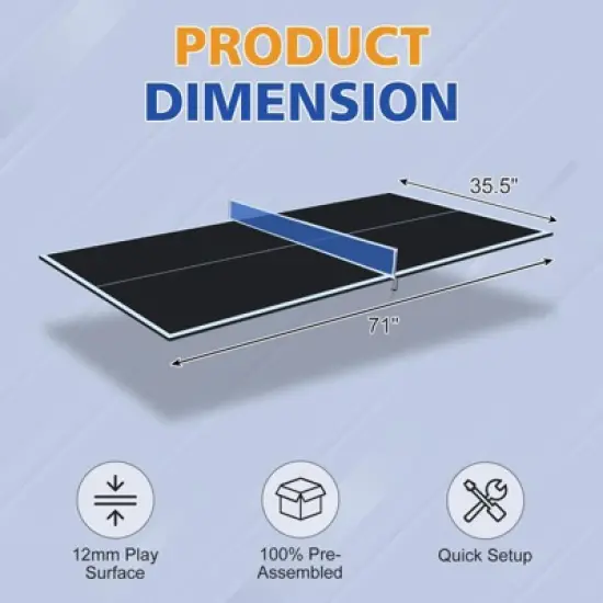 SEVOBAL Table Tennis Accessories 6ft Ping Pong Conversion Top Foldable Portable with Solo Play Option for Indoor Games, Black, 35"*19"*3.1" image {3}