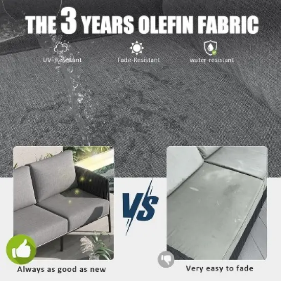 LayinSun 7 Piece Outdoor Furniture Set with Fire Pit Table, Modern Rope Woven Patio Conversation Sofa Set with Olefin image {3}