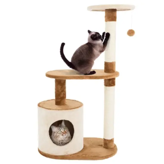 Pet Adobe Multilevel Kitty Condo - 21" x 13.75" x 37.5", Brown and Tan image {1}