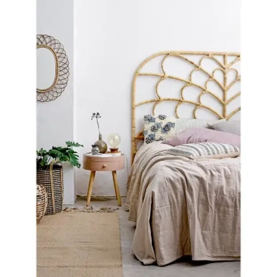 Storied Home Rattan Arched Headboard Natural image {2}