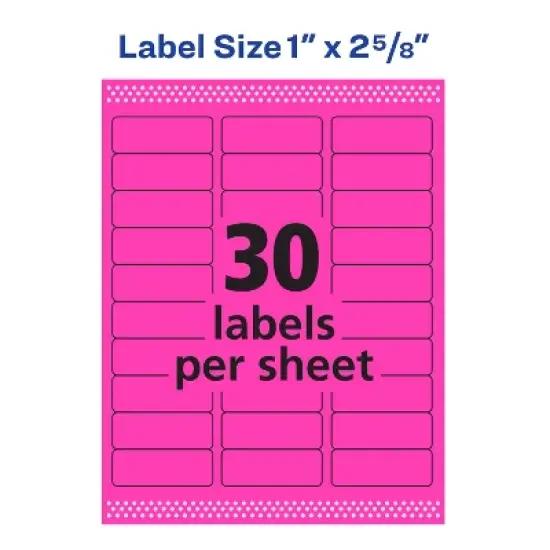 Avery Neon Address Labels with Sure Feed for Laser Printers, 1" x 2 5/8", 750 Pink Labels (5970) image {3}