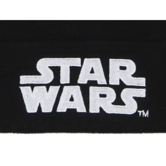 Star Wars Beanie Hat Embroidered Logo Cuff Knit Beanie Cap Black image {3}