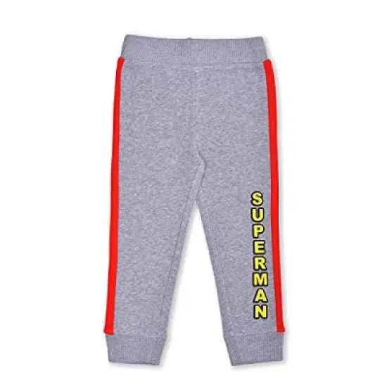 Warner Bros Boy's Superman 3 Piece Coordinates, Graphic Printed Hoodie Jacket, T-Shirt, and Jog Pants Set for toddler image {1}