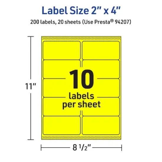 Avery Neon Yellow Paper Labels, 2" x 4" Rectangle image {4}