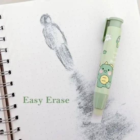 Wrapables Clickable Push Button Erasers, Retractable Erasers with Refills (Set of 2) image {3}