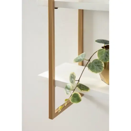 20" x 30" Leigh Wood and Metal Wall Shelf White/Gold - Kate & Laurel All Things Decor image {6}
