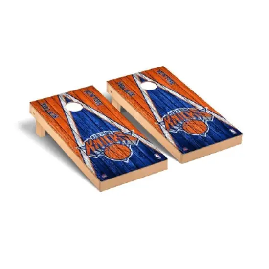 NBA New York Knicks Premium Cornhole Board Triangle Weathered Version image {1}