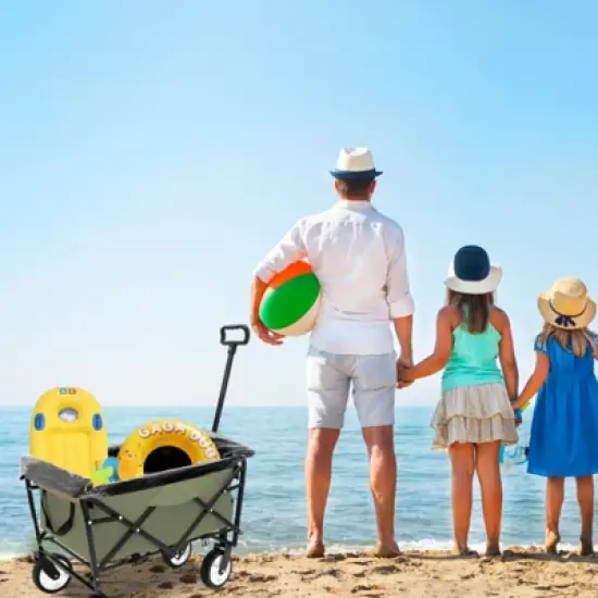 FATMOON Foldable Wagon Cart with Waterproof Liner & All-Terrain Wheels, Lightweight - for Beach, Camping, Gardening by Families & Outdoors image {4}