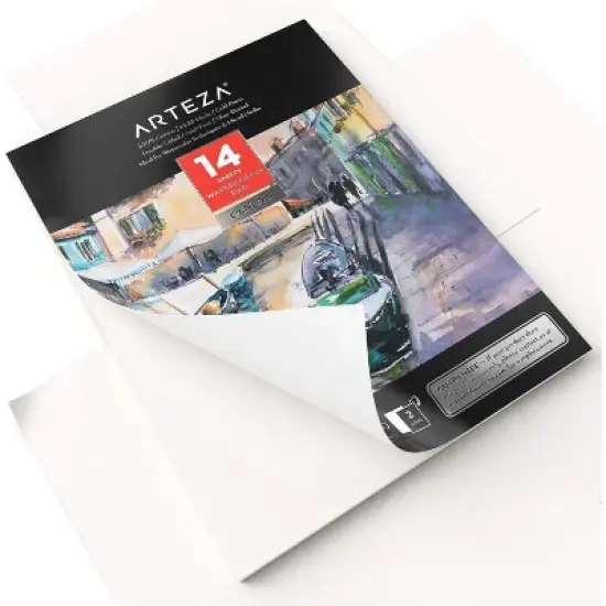 Arteza Watercolor Paper Pad, Cold-Pressed, 100% Cotton, 9"x12" - 14 Sheets image {3}