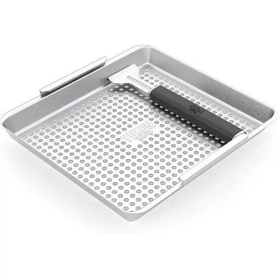 Yukon Glory Wide Grill Basket Set With Clip-On Handle, Perfect For Grilling Fish, Veggies and Meats image {1}