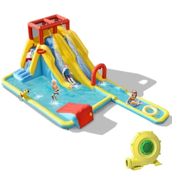 Costway 7 in 1 Inflatable Dual Slide Water Park Climbing Bouncer image {11}