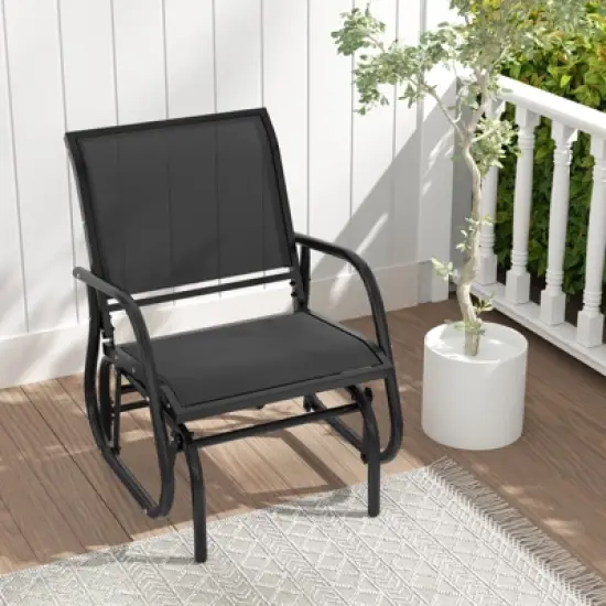 Tangkula Rocking Chair w/ Study Metal Frame Comfortable Single Glider Patio Chair image {1}