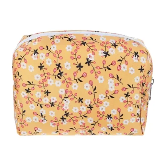 Unique Bargains Portable Flower Cosmetic Bag Yellow 1 Pc image {3}