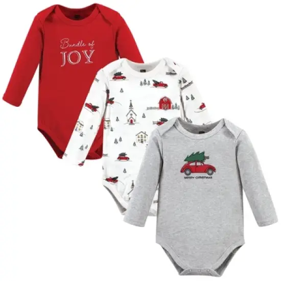 Hudson Baby Unisex Baby Cotton Long-Sleeve Bodysuits, Christmas Scene image {10}