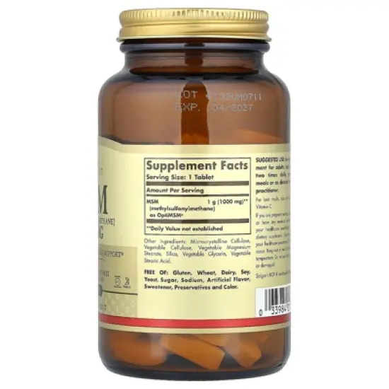 Solgar MSM (Methylsulfonylmethane), 1,000 mg, 120 Tablets image {1}