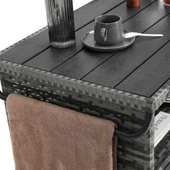 MOEPISY Outdoor Wicker Serving Cart with Wheels image {4}