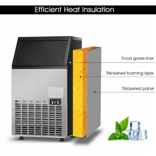 Costway Built-In Stainless Steel Commercial 110Lbs/24H Ice Maker Portable Ice Machine image {6}