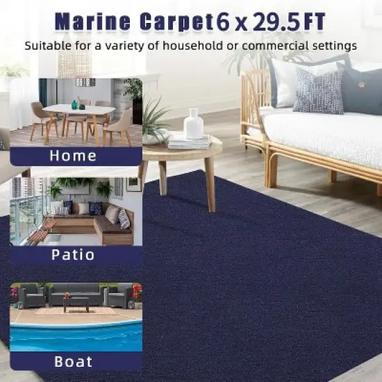 Boat Marine Carpet with Blue Marine Carpet, Indoor/Outdoor Rug, TPR Non-Slip, Waterproof, for Patio Deck, Outdoor Use, Camping image {6}