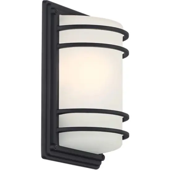 John Timberland Habitat 11" High Modern Outdoor Wall Sconce Light Fixture Mount Porch House Exterior Weatherproof Black Metal Frosted Glass Shade image {5}