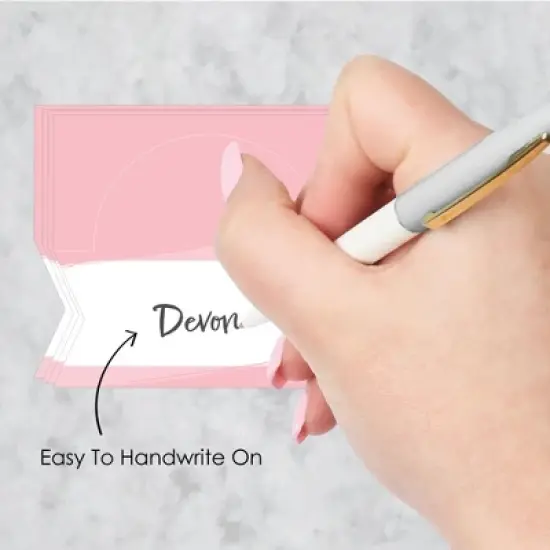 Big Dot of Happiness Pink Elegantly Simple - Guest Party Favors Tent Buffet Card - Table Setting Name Place Cards - Set of 24 image {5}