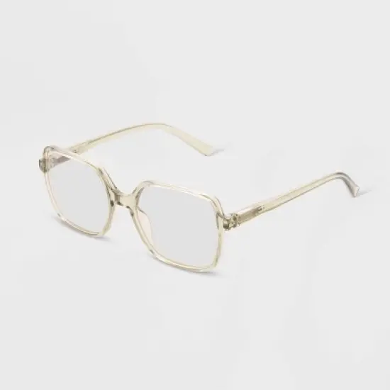 Women's Shiny Plastic Square Blue Light Filtering Reading Glasses - Universal Thread&trade; Green image {1}