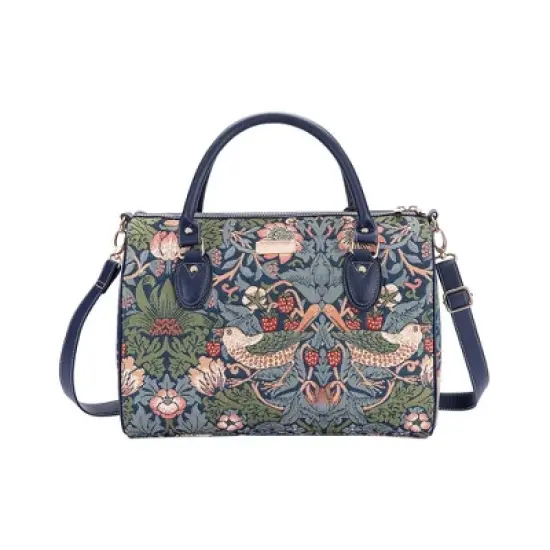 Signare USA William Morris Strawberry Thief Blue Travel Bag image {13}