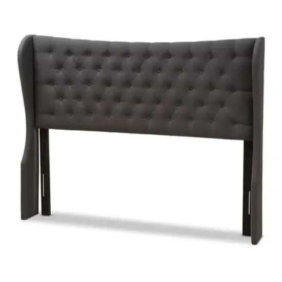 Cadence Modern and Contemporary Fabric Button - Tufted Winged Headboard - Baxton Studio image {5}