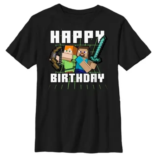 Boy's Minecraft Happy Birthday Steve and Alex T-Shirt image {4}
