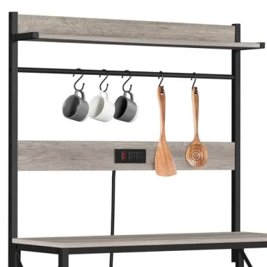 Yaheetech 63&Prime; H Kitchen Baker&rsquo;s Racks with 2 AC Outlets, 4-Tier Microwave Oven Stand image {4}