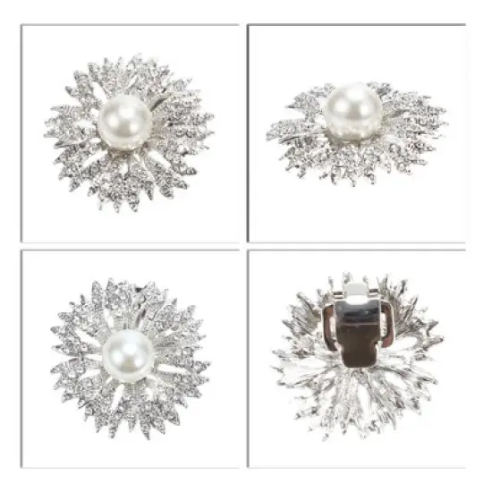 Unique Bargains Women's Round Rhinestone Shoe Buckle 1.57"x1.57" Silver Tone 2 Pcs image {3}