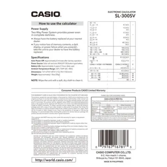 Casio SL-300SV Basic Calculator image {3}