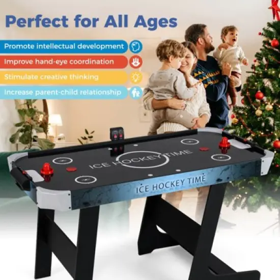 Costway Foldable Air Hockey Table for Kids & Adults with Digital LED Scoreboard image {4}