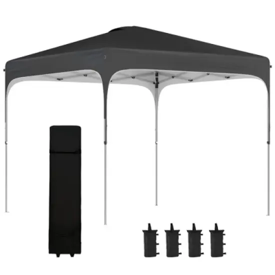 Outsunny 8' x 8' Pop Up Canopy, Foldable Gazebo Tent with Carry Bag with Wheels and 4 Leg Weight Bags for Outdoor Garden Patio Party image {8}