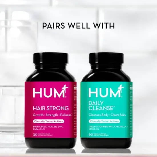HUM Nutrition Hair Strong Vegan Capsules for Hair Growth + Strength + Thickness - 30ct image {8}