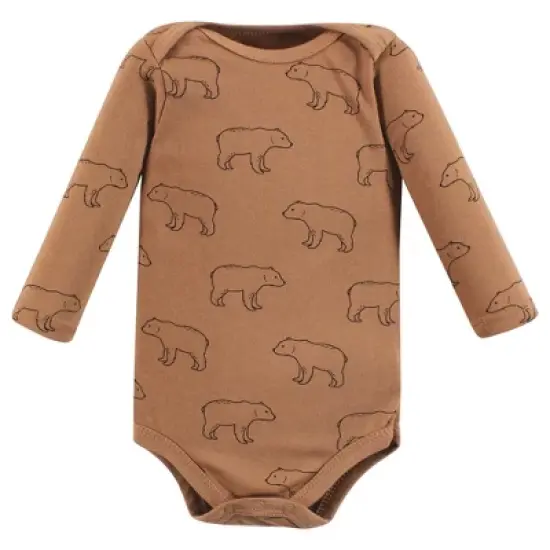 Hudson Baby Infant Boy Cotton Long-Sleeve Bodysuits, Brown Bear 7-Pack image {3}