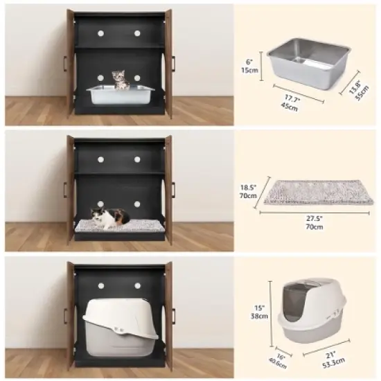 unipaws Tall Cat Litter Box Enclosure with Shelves image {5}